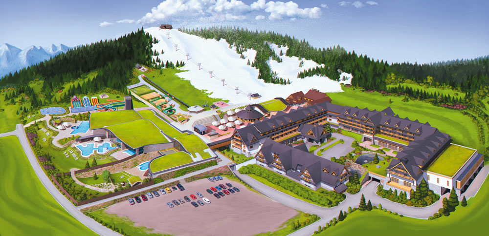 Mapa Hotelu Bania i najbliższych okolic. Hotel Bania mapa