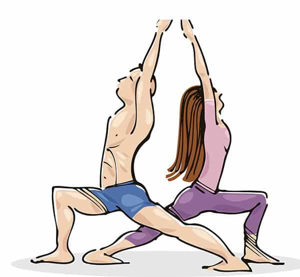 Joga – ćwiczenia dla par – pozycja 4: klęk prosty Joga dla dwojga – pozycja 4